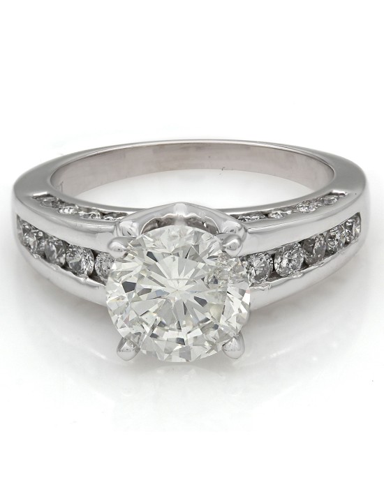Diamond Solitaire Engagement Ring with Channel Set Side Diamonds